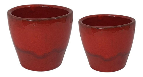 Kit 2 Vasos Cachepot De Cerâmica 6 Cores Para Decoração Cor Vermelho