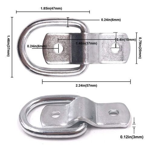 15pcs Anillos En Forma D 1/4 Anclaje Anclaje De Anclaje