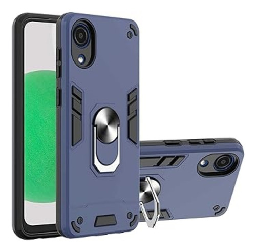 Funda Case Para Samsung A03 Core Con Anillo Metálico Azul