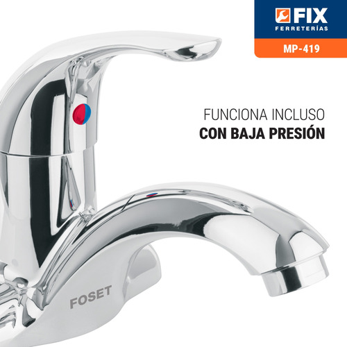 Monomando Lavabo Abs Acabado Cromo Nariz Curva Foset Mp-419