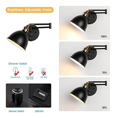 Lámpara De Pared Enchufable, Lámpara De Pared Con Brazo Basc