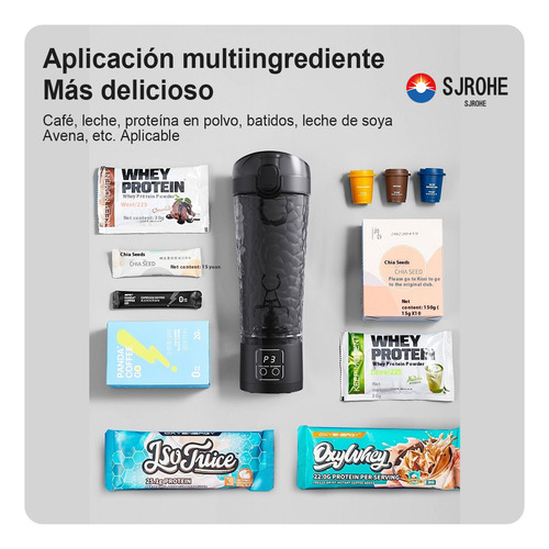 Exprimidor Licuadora Mini Recargable Usb Sjrohe® Batidora Eléctrica Portátil Para Proteína En Polvo Y Jugos Naturales Y Vida Saludable Exprimidor Compacto Sin Bpa Perfecto Para Gym Oficina Y Viajes
