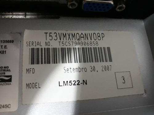 Monitor Nova.modelo Lm522-n .15 Polegadas.usado.sem Cabos.