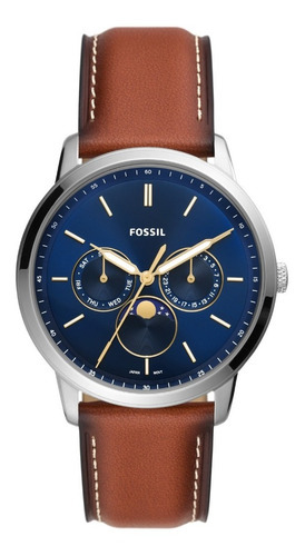 Reloj Hombre Fossil Neutra Moonphase Piel Multi Color de la correa Marrón claro