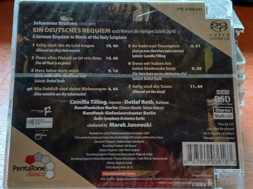 Brahms Ein Deutsches Requiem Janowski Sacd Pentatone Nuevo Sacd