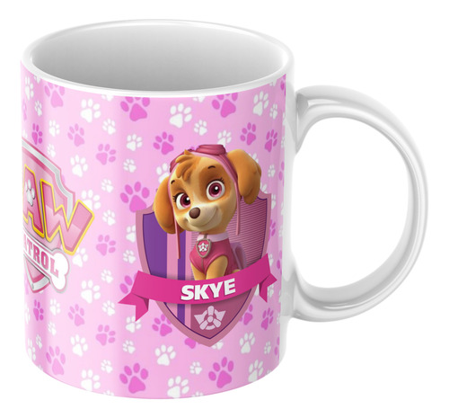 Taza De Cerámica Paw Patrol Todos Los Personaje Rosa Skye