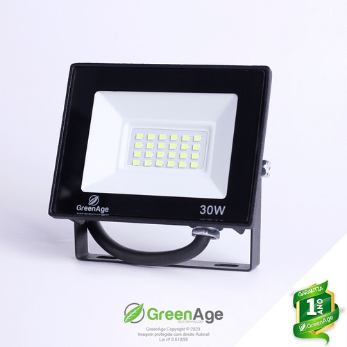 Refletor Led Verde Smd 30w Prova D´água Bivolt