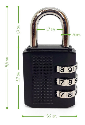 Imagen 2 de 10 de Candado Para Valija De 3 Dígitos Seguridad