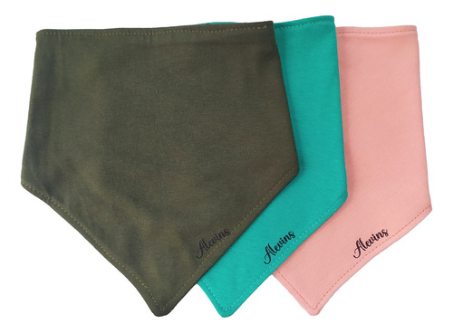 Pack 3 Baberos Bandanas 100% Algodón Lisas. Colores. Nena
