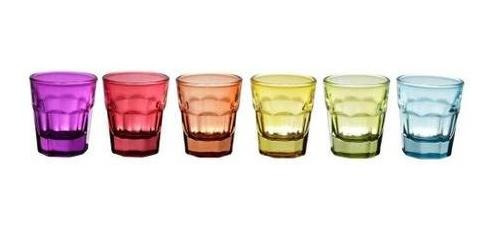 Imagem 1 de 1 de Cj 6 Copos De Vidro Faces Colorido 50ml - Lyor