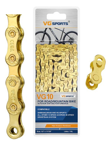 Cadena 10v Kapra Gold Dorada 1x10 Compatible Sram Shimano