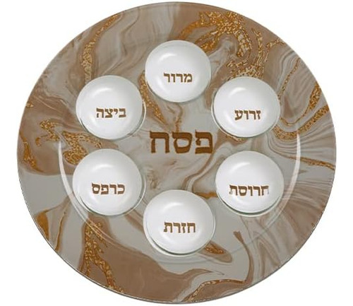 Plato De Seder De Vidrio Judaica De Pascua De Calidad Con Di