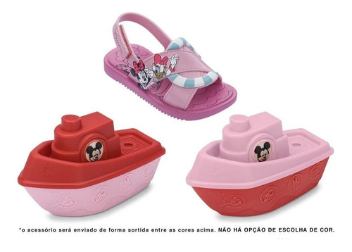 Sandália Disney Shower Feminina Rosa Com Barquinho Promoção