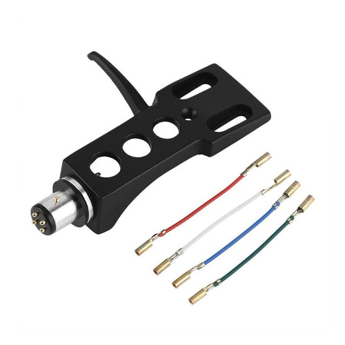 Cabezal Negro Para Brazo De Tornamesa Con Cables Tornamesa