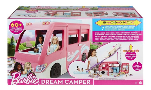 Carro Muñeca Barbie Dream Camper +60 Pzs P/ Niña 1.20mx80cm