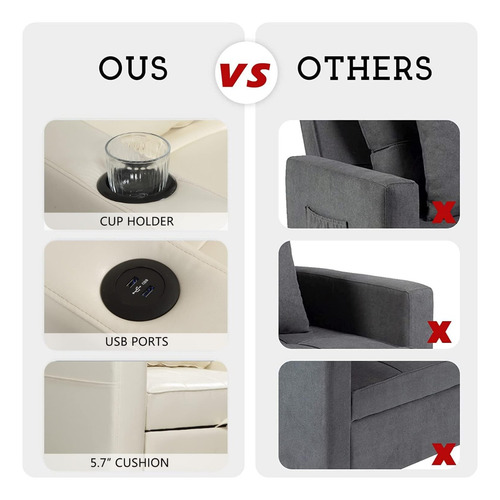 Sofá Cama C/puerto Usb 3 En 1; Faux Leather Blanco Duraspace