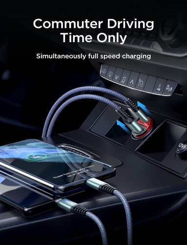 Cargador De Coche Usb C De 90 W, Carga Súper Rápida, Cargado