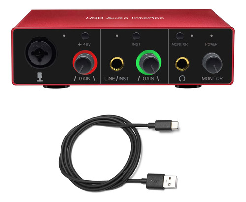 Dingsun Interfaz De Audio Usb Con Preamplificador De Micrfon