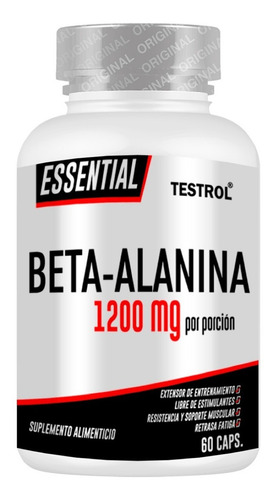 Beta-alanina 1200 Mg | Testrol | Essential | 60 Caps Sin sabor