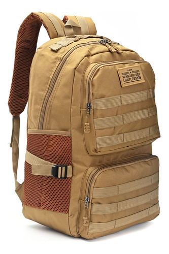 Mochila Hombre Portanotebook Reforzada Grande Viaje Color Marrón Diseño De La Tela Lisa