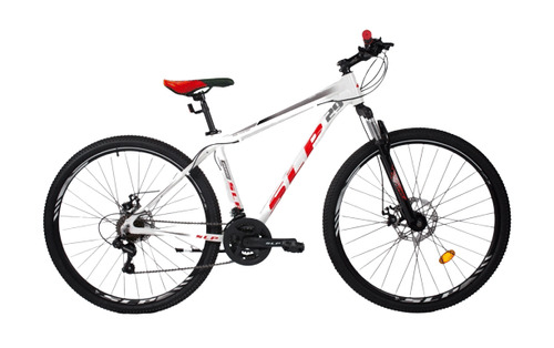 Mountain bike SLP 25 pro R29 18" 21v frenos de disco mecánico cambios Shimano Tourney TZ31 y Shimano Tourney TZ500 color blanco/negro/rojo con pie de apoyo  