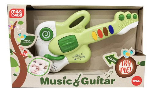 Juego Guitarra Para Bebes Luz Sonido Efectos Didactico Febo Color Verde