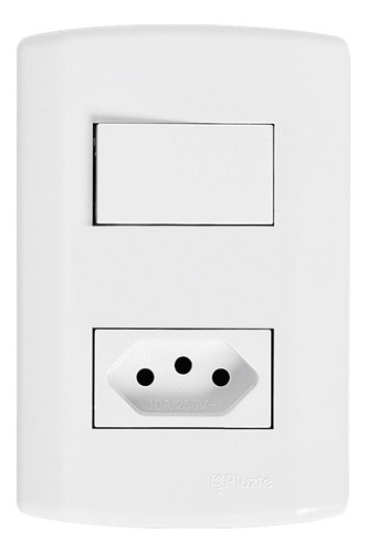 Interruptor 1 Tecla Simples + Tomada 10a Modular Branca 4x2