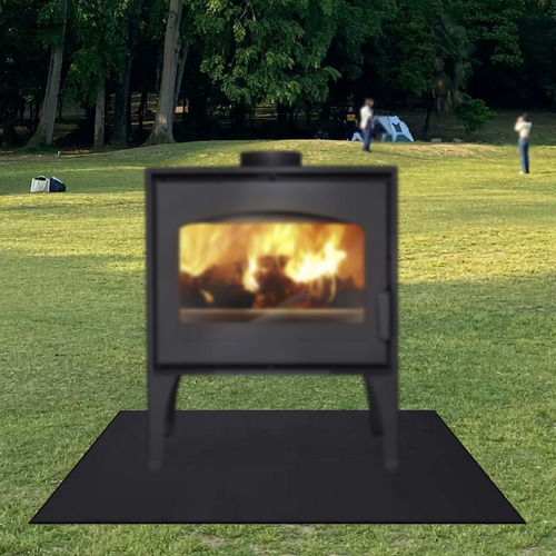Alfombra Negra Para Chimenea, Almohadilla Ignífuga, M