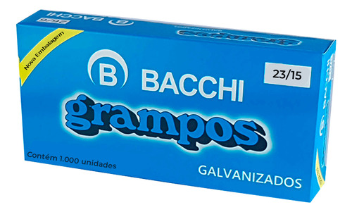 Grampo Para Grampeador 23/15 120fl Galvanizado Bacchi 1000un