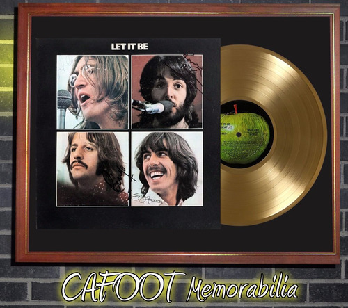 The Beatles Let It Be Tapa Lp Firmada Disco Oro Enmarcado