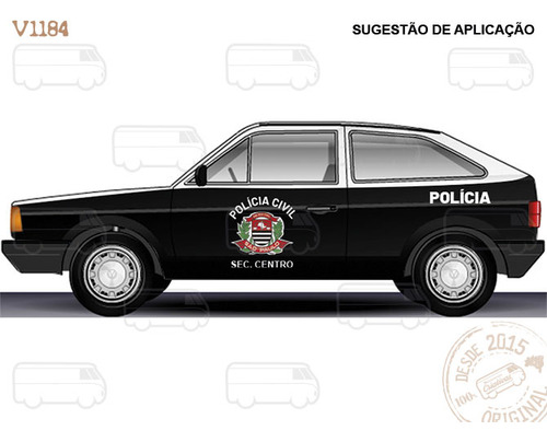 V1184 Decal Miniatura Pc Sp Polícia Civil - Gol Diverplas