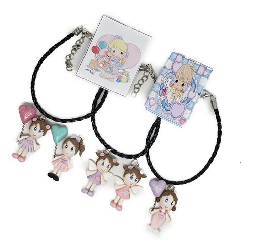 Recuerdo 10 Pz Pulsera De Piel Dije Niña+estuche N2