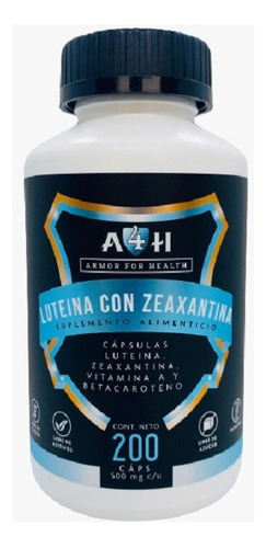 Suplemento Luteina Betacaroteno Zeaxantina 20mg 200 Cáps A4h Sabor Sin Sabor