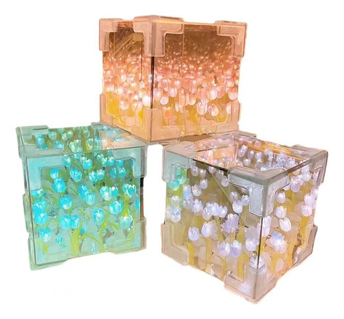 Tulipán Tridimensional Cubo Mágico Diy Luz De La Noche