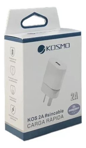 Cargador Cabezal Kosmo Usb 2a Sin Cable 220v Rapido Blanco