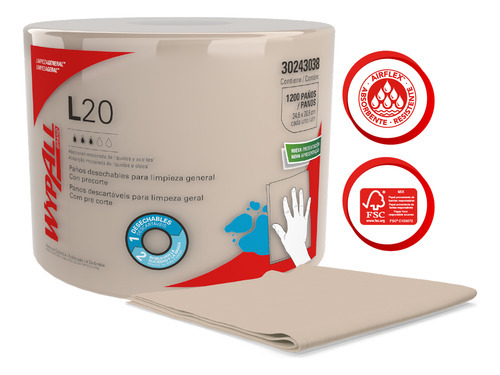Paños De Limpieza Wypall® L20 Rollo Jumbo 1200