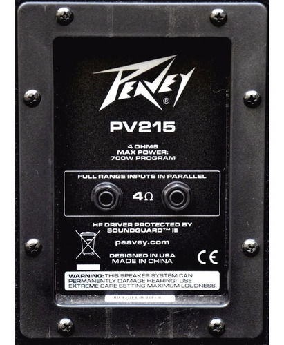 Imagen 6 de 8 de Bafle Pasivo Peavey Pv 215 2x15´´ Driver Titanio 1400w 4 Ohm