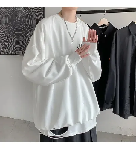 Sudadera De Estilo Coreano Para Hombre, Holgada, Con Capa Base