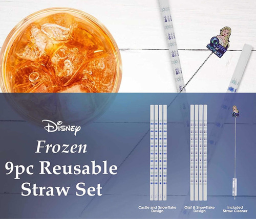 Frozen Ii Popotes Reusables 8 Piezas Con 1 Limpiador