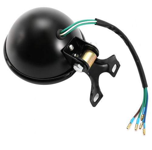 Universal Retro Preto Shell Amarelo Lente Farol Motocicleta