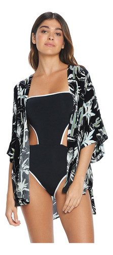 Printed Dark Springs Iris Kimono 8754