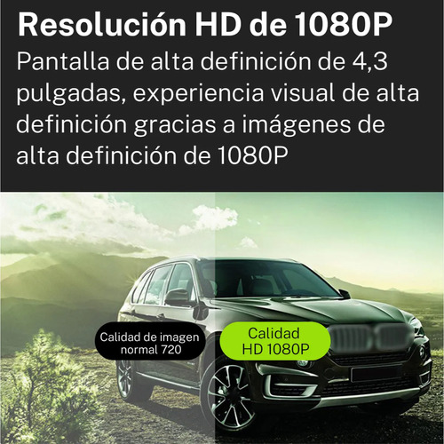 Espejo Cámara Dvr Retrovisor Pantalla 4.3 Pulgada 1080p
