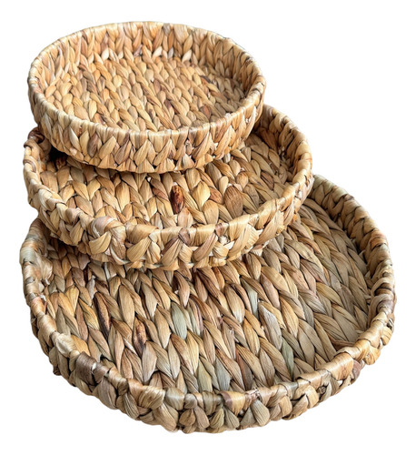 Bandejas Redondas Fibra Seagrass Set X 3