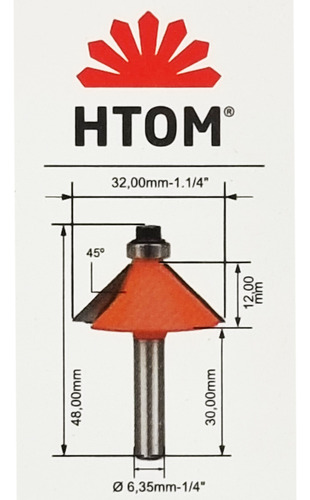 Kit 2 Fresa Moldura Reta 1-1/4 X 1/4 Pol. Chanfro Rolamento