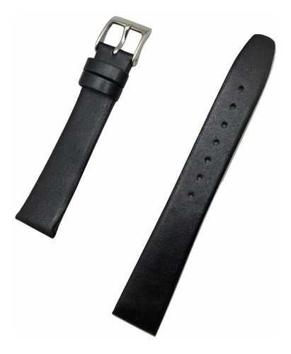 17mm Black Watch Band Genuine Calfskin Leather Watchstrap