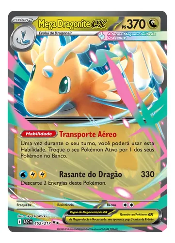 Carta Pokémon Mega Dragonite Ex Coleção Heróis Excelsos