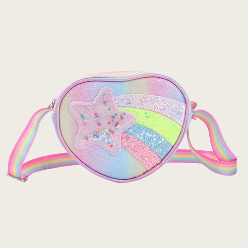 Nuevo Bolso De Hombro Con Diseño De Arcoíris Con Cinta Incli