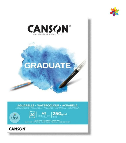Block Canson Graduate Acuarela A5 250gr 20h