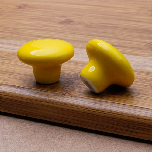Imagem 2 de 4 de Kit 10 Puxadores Gaveta Móvel Porcelana Provençal Amarelo