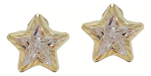 Amor Eterno - Broqueles / Estrella Facetada Dama Oro 10k